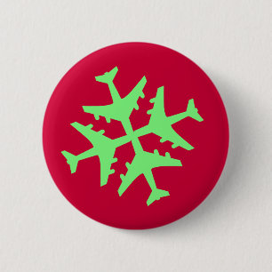 Aeroplane Snowflake 6 Cm Round Badge