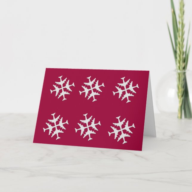 Aeroplane Snowflake Combo Holiday Card (Front)
