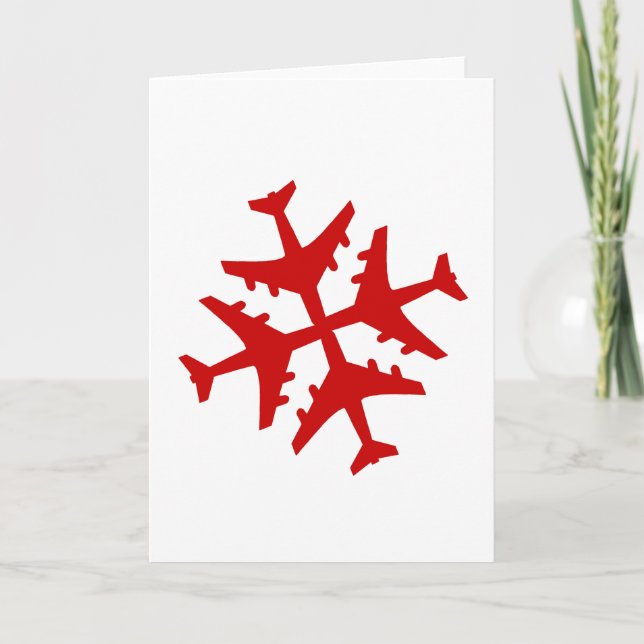 Aeroplane Snowflake Holiday Card (Front)