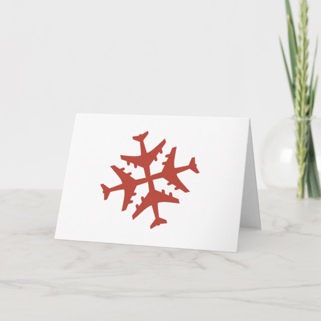 Aeroplane Snowflake Holiday Card (Front)