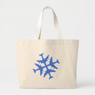 Aeroplane Snowflake Large Tote Bag