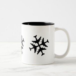 Aeroplane Snowflake Two-Tone Coffee Mug