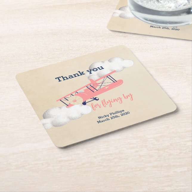 Aeroplane Square Paper Coaster,  Coaster (Angled)