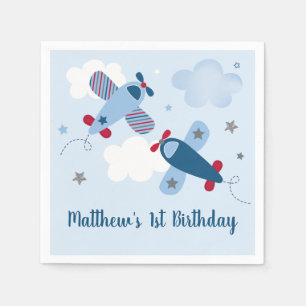Aeroplane Stars Clouds Birthday Napkin