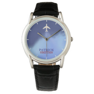 aeroplane stylish men . watch with his name