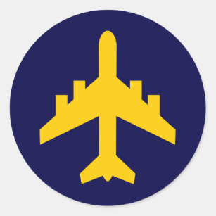 Aeroplane Symbol in Circle Classic Round Sticker