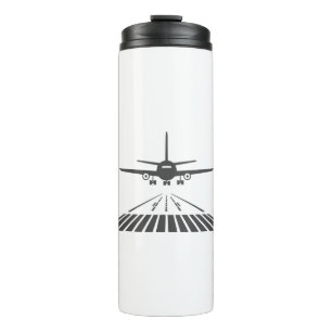 Aeroplane Taking Off Runway Illustration Thermal Tumbler