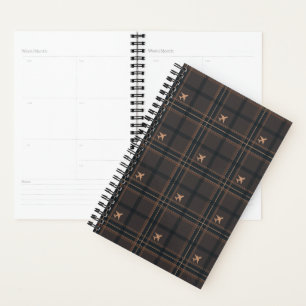Aeroplane Tartan Plaid in Brown Planner