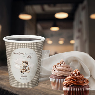 Aeroplane Teddy Bear Special Delivery Baby Shower Paper Cups