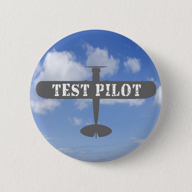 Aeroplane & Test Pilot 6 Cm Round Badge (Front)