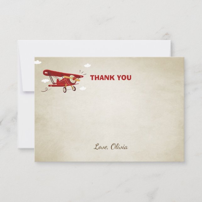 Aeroplane Thank You card Vintage Plane Shower (Front)