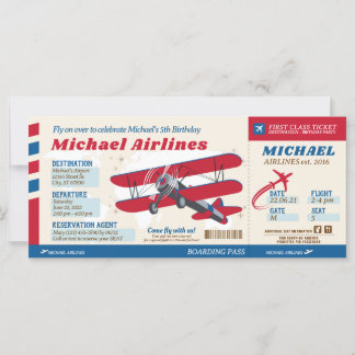 Aeroplane Ticket Boarding Pass Style Invitation