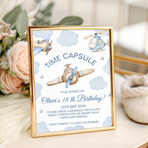 Aeroplane Time Flies Time Capsule Table Sign