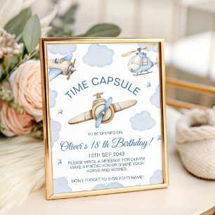 Aeroplane Time Flies Time Capsule Table Sign