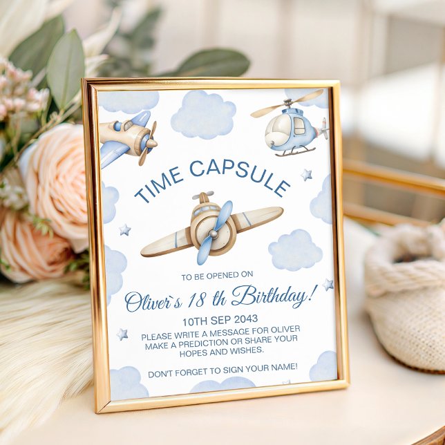 Aeroplane Time Flies Time Capsule Table Sign (Creator Uploaded)