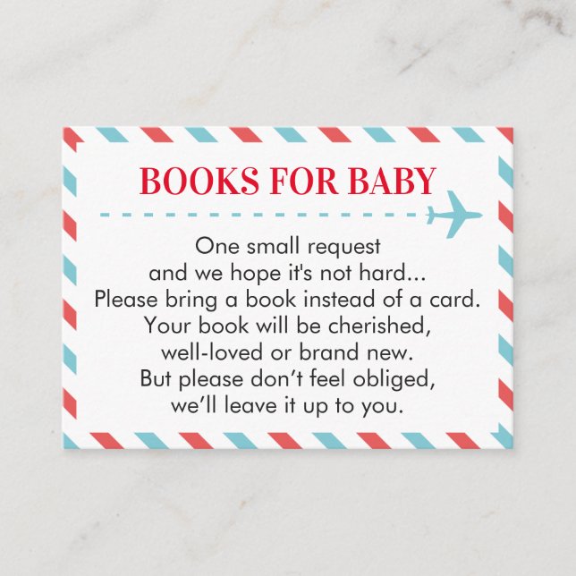 Aeroplane Travel Books for Baby Book Request Card (Front)