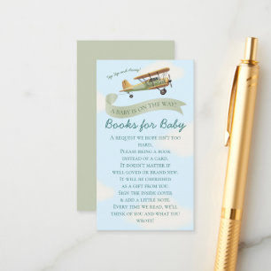 Aeroplane Vintage Baby Shower Books for Baby Enclosure Card