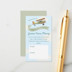 Aeroplane Vintage Baby Shower Guess How Many Enclosure Card