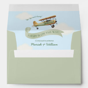 Aeroplane Vintage Baby Shower Invitation Envelope