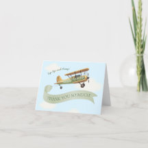 Aeroplane Vintage Baby Shower Thank You