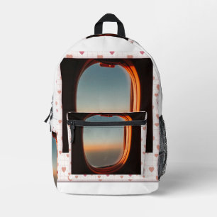 Aeroplane Window Sunset Love – Romantic Travel Hea Printed Backpack