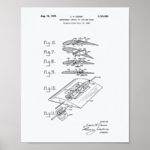 Aeroplane Wing 1929 Patent Art White Paper Poster