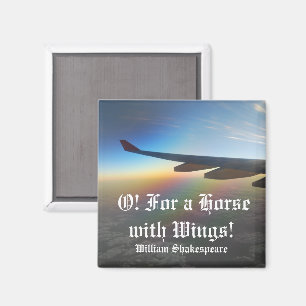Aeroplane Wing in Sky against Colourful Sunset Magnet