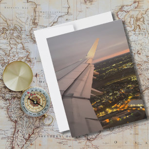 Aeroplane Wing Photo Sunrise horizon Aviation  Postcard