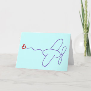 Aeroplane with Heart Card