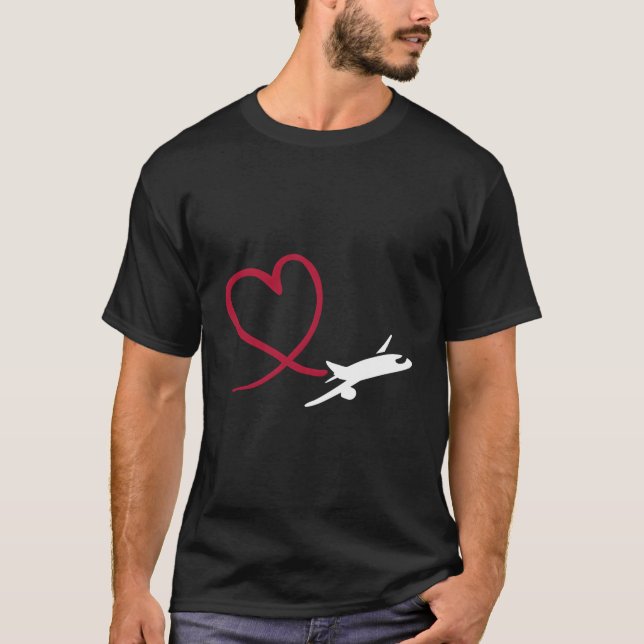 Aeroplane With Heart T-Shirt (Front)