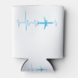Aeroplane with heartbeat holiday wanderlust aviato can cooler