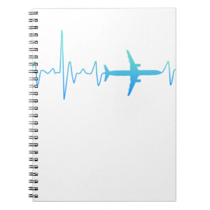 Aeroplane with heartbeat holiday wanderlust aviato notebook