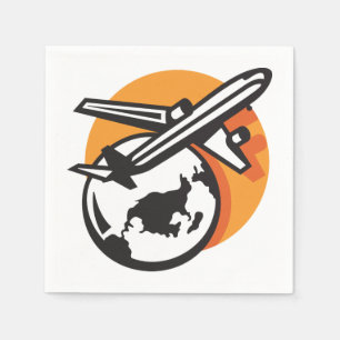 Aeroplane World Travel Paper Napkins