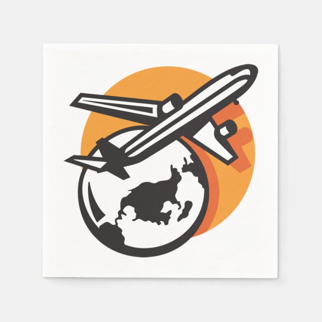 Aeroplane World Travel Paper Napkins (Front)