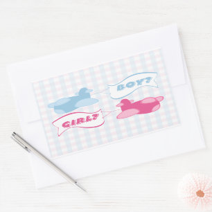 Aeroplanes and Banners Gender Reveal Party Rectangular Sticker