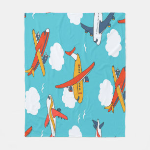 Aeroplanes and clouds, seamless children's backgro fleece blanket