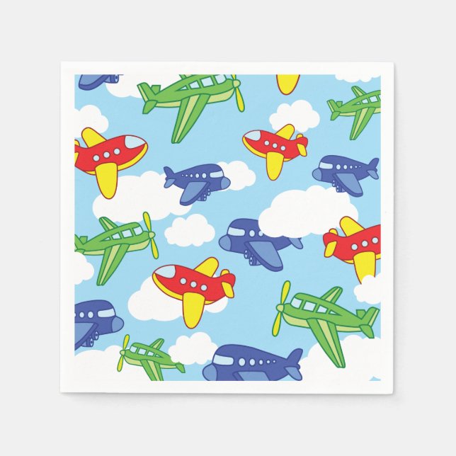Aeroplanes and Jets Cute 1st Birthday Party Napkin (Front)