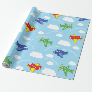 Aeroplanes and Jets Cute 1st Birthday Party Wrapping Paper