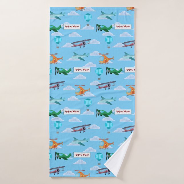 Aeroplanes Blue Sky Scrapper Boy Bath Towel (Bath Towel)