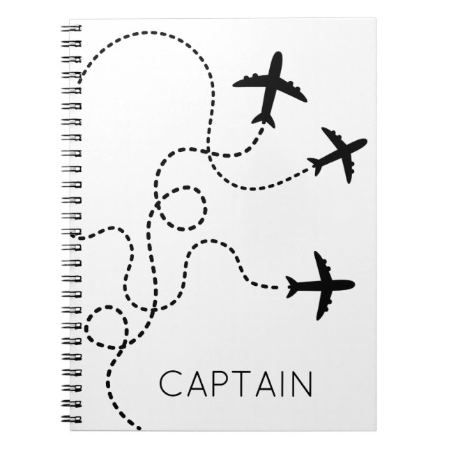 Aeroplanes Flying Heart Captain NAME Aviation Fun  Notebook (Front)