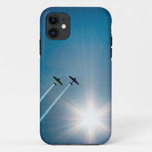 Aeroplanes Flying on Blue Sky with Sun. Case-Mate iPhone Case