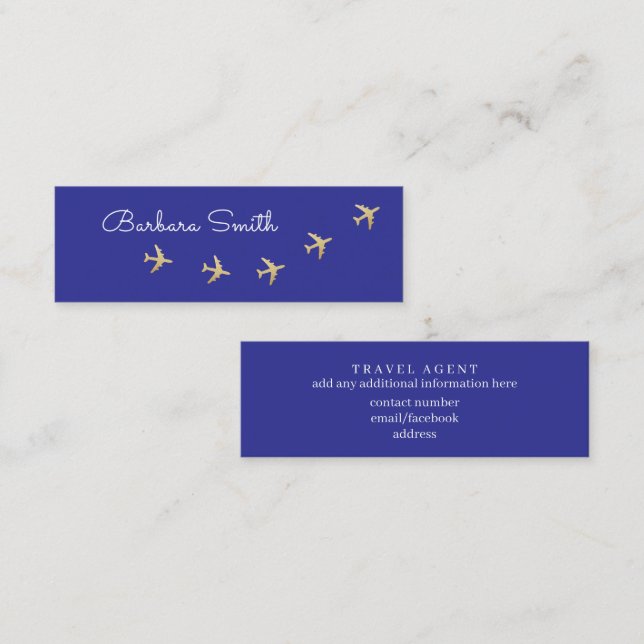Aeroplanes flying on blue | Travel Agent Mini Business Card (Front/Back)