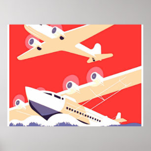 Aeroplanes Flying Vintage Propeller Planes Poster