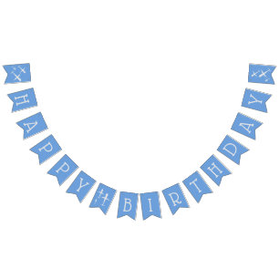 Aeroplanes Happy Birthday Blue Grey Party Decor Bunting
