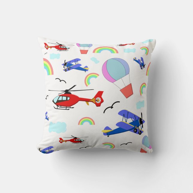 Aeroplanes, Helicopters, & Balloons Cushion (Front)