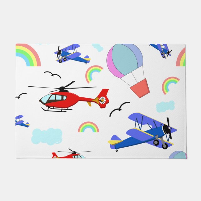 Aeroplanes, Helicopters, & Balloons Doormat (Front)