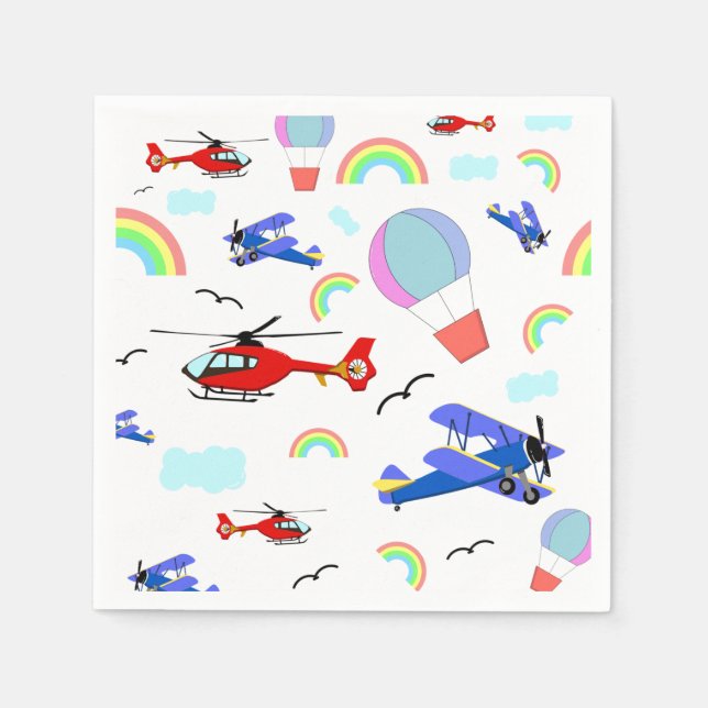 Aeroplanes, Helicopters, & Balloons Napkin (Front)