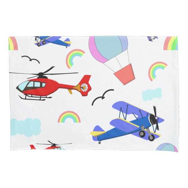 Aeroplanes, Helicopters, & Balloons Pillowcase (Front)
