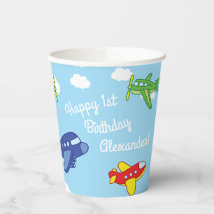 Aeroplanes Jets Birthday Party Cute Kids 1st  Paper Cups