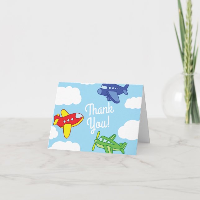 Aeroplanes Jets Cute Kids Thank You Card (Front)